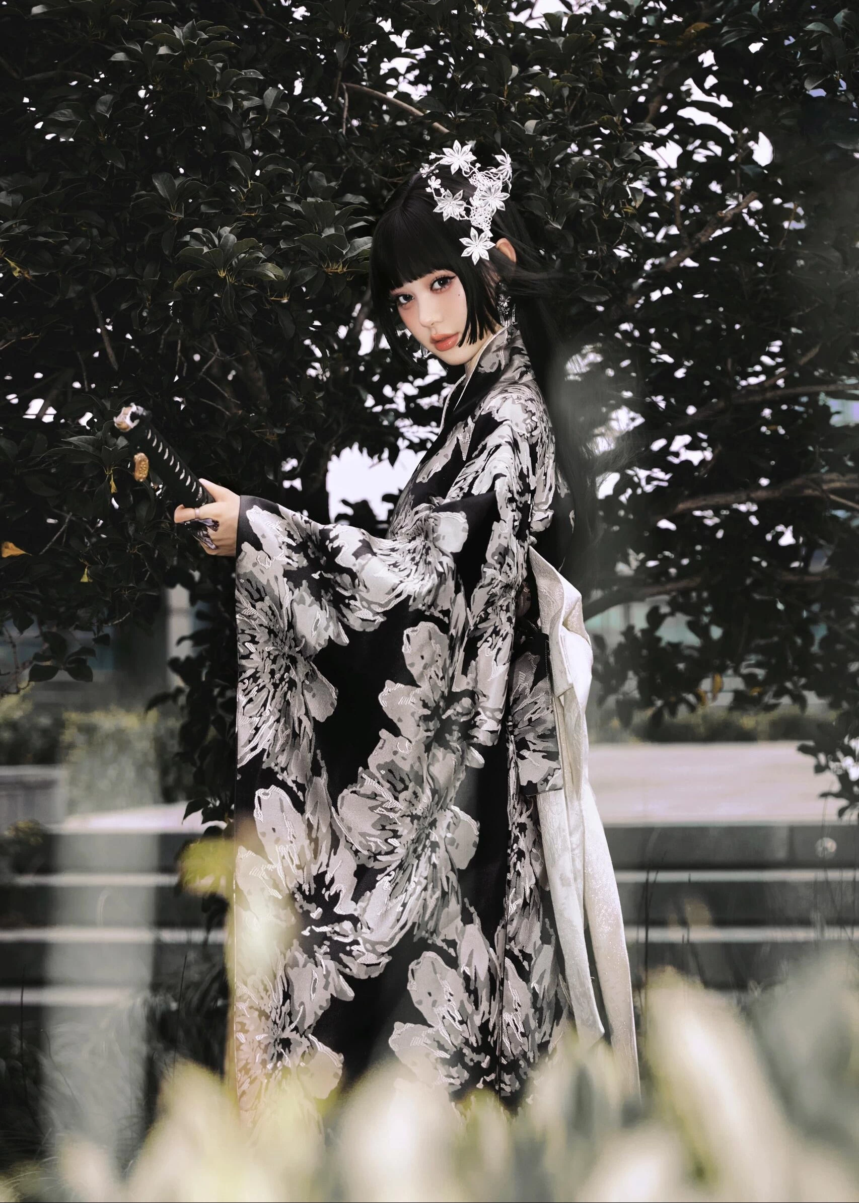 Women Modern Hanfu 2-Piece Kimono Robe Set Nightfall| HANFUBAO