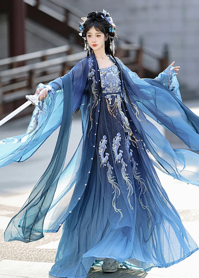 Women’s 5-Piece Dragon Embroidered Hanfu Set for Cosplay & Festivals | HANFUBAO