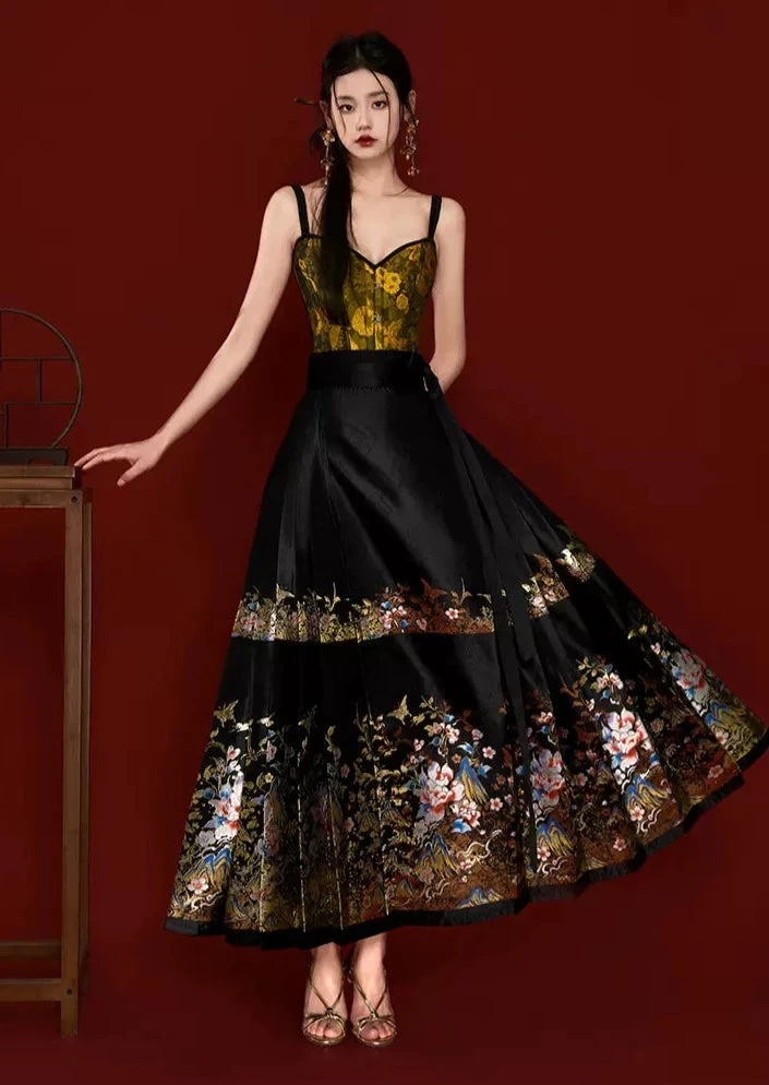 Women Modern Hanfu 2-Piece Top & MaMian Skirt Set Jiangshan Ru Hua | HANFUBAO