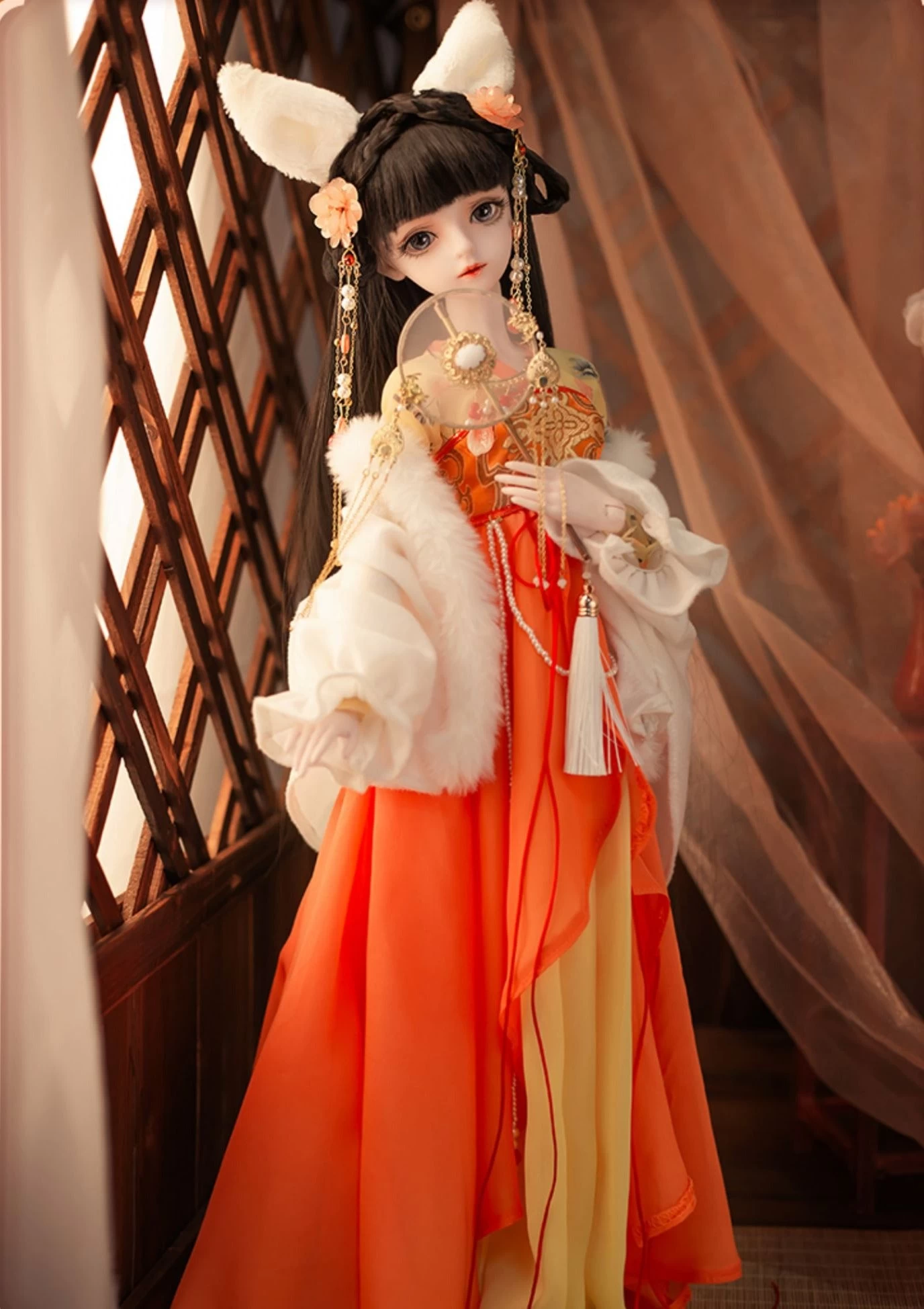 Unisex Handmade 60cm BJD SD Doll Pipa & Fan Recycled Plastic| HANFUBAO