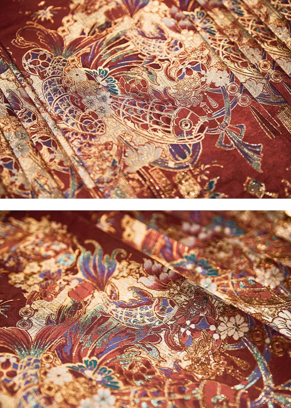 Women's 5-Piece Modern Wedding Hanfu Set, Embroidered Skirt & Jacket | HANFUBAO