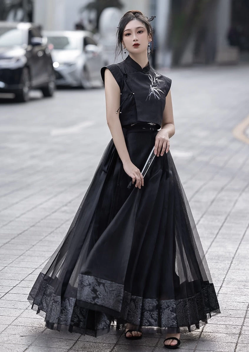 Women Modern Hanfu Top Bamboo Pattern | HANFUBAO  Lab Silk Daily Wear