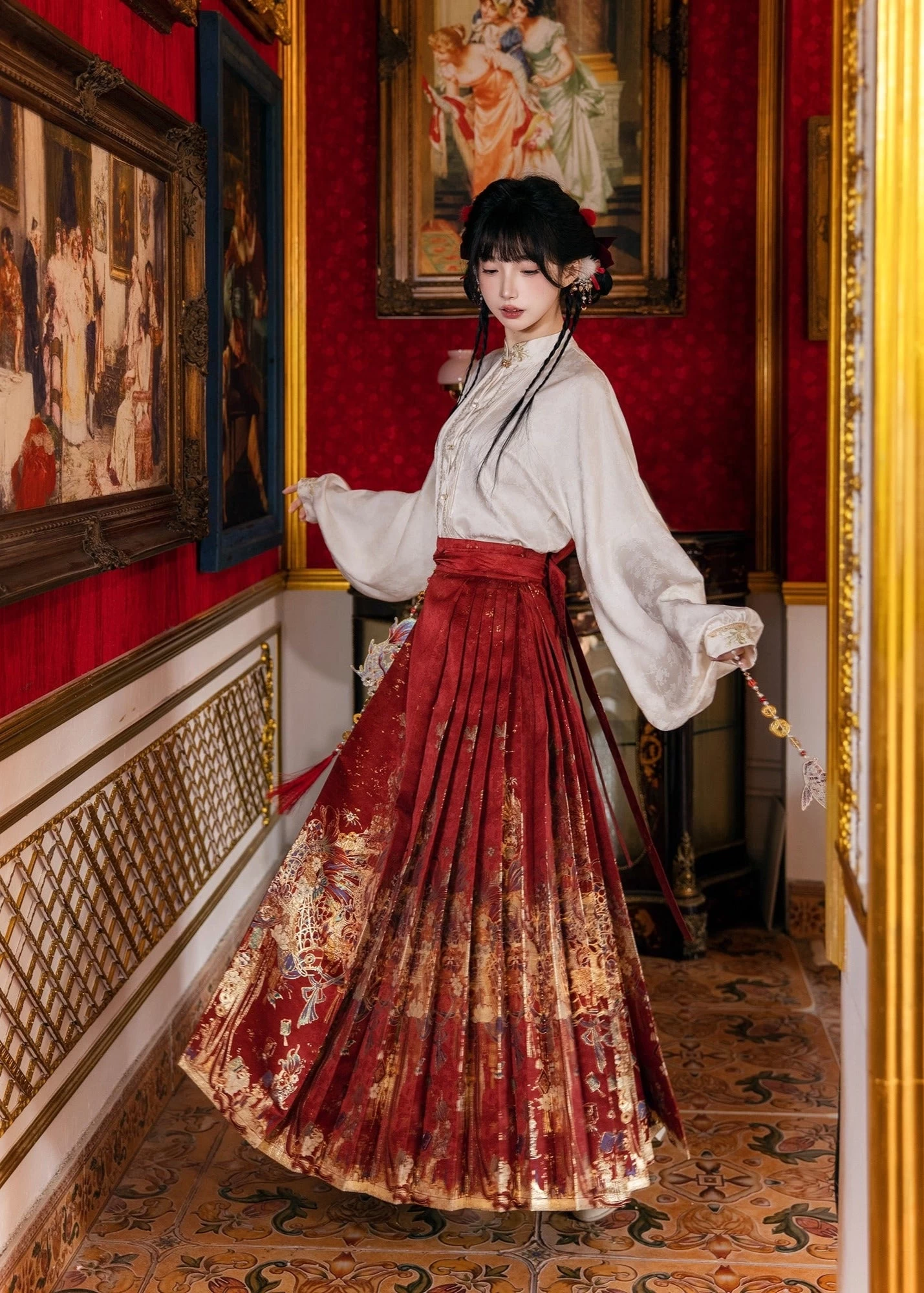 Women's 5-Piece Modern Wedding Hanfu Set, Embroidered Skirt & Jacket | HANFUBAO