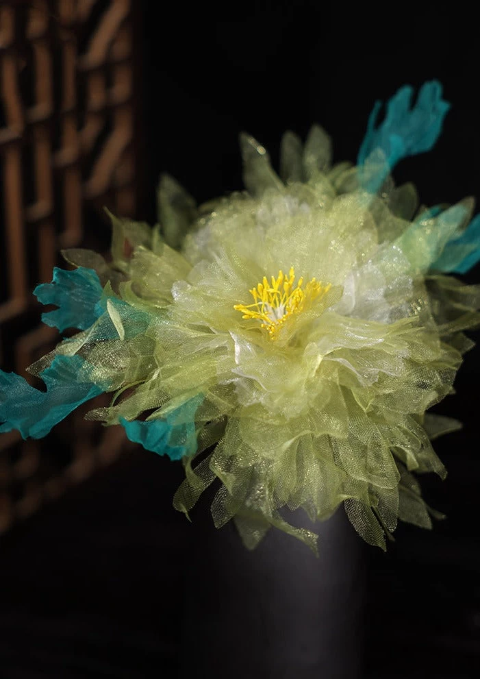 Women Hanfu Peony Flower Yarn Hair Clip 25x18cm | HANFUBAO