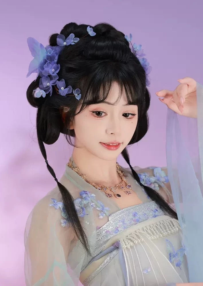 Women's Iris Flower Yarn Hair Pieces for Hanfu Daily Styling | HANFUBAO