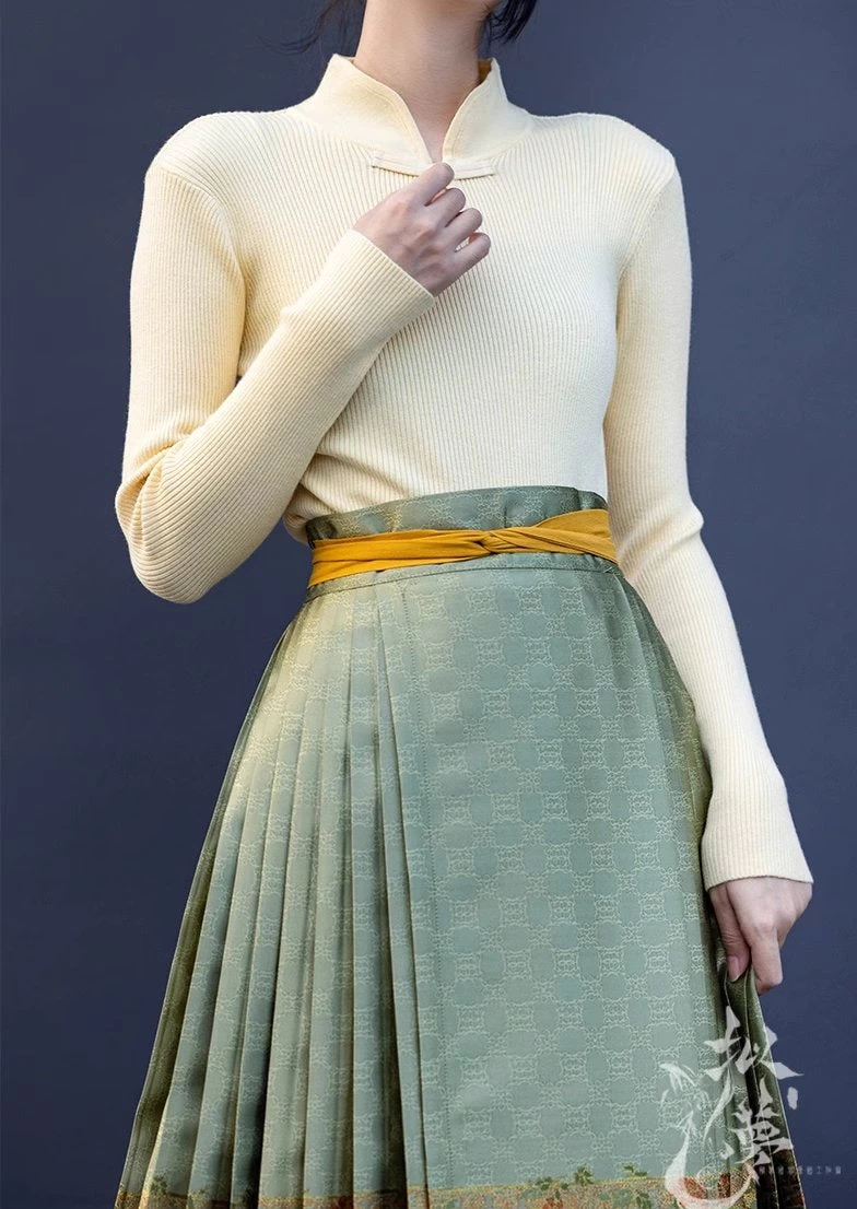 Women’s Daily Hanfu Ribbed Knit Mandarin Collar Top, 9 Colors | HANFUBAO