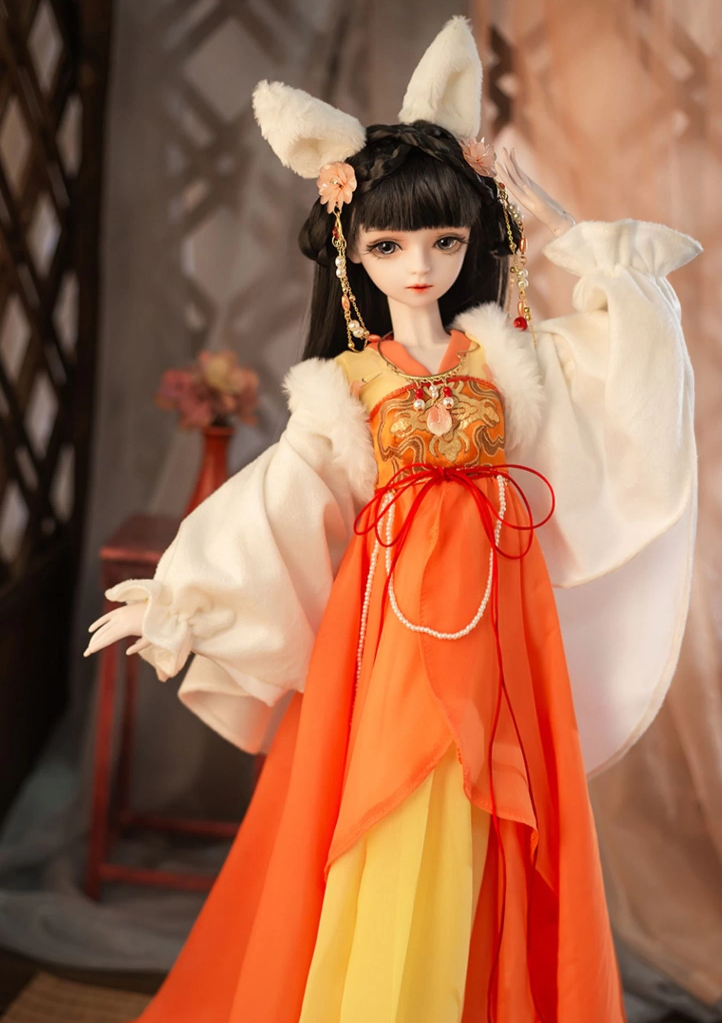 Unisex Handmade 60cm BJD SD Doll Pipa & Fan Recycled Plastic| HANFUBAO
