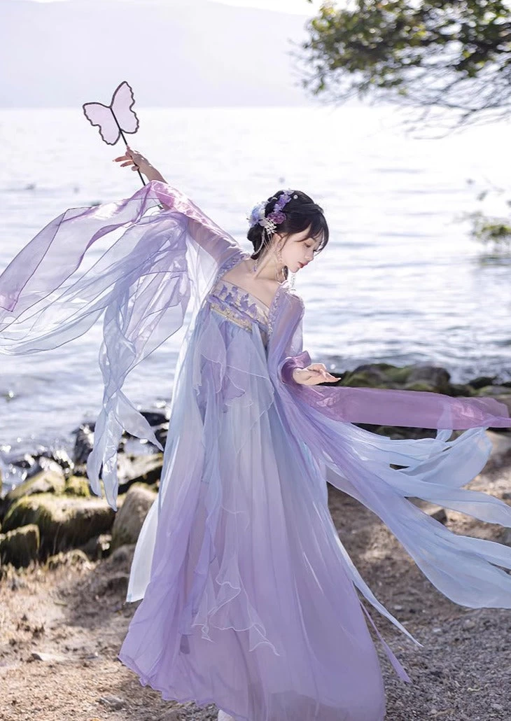 Women Modern Hanfu Silk Blend Floral Embroidery Set| HANFUBAO