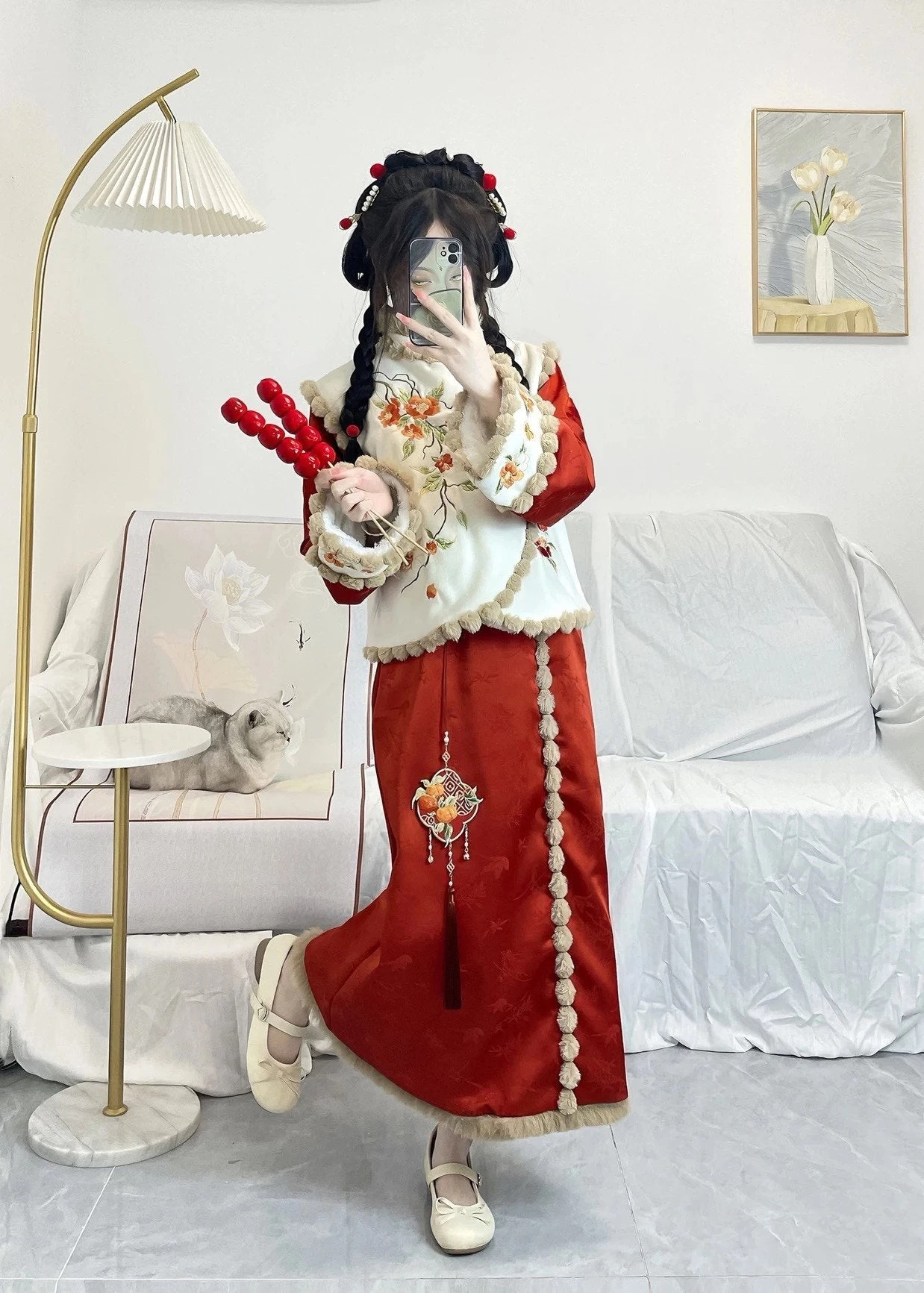 Women Modern Plus Size Hanfu Set Persimmon Pattern  | HANFUBAO