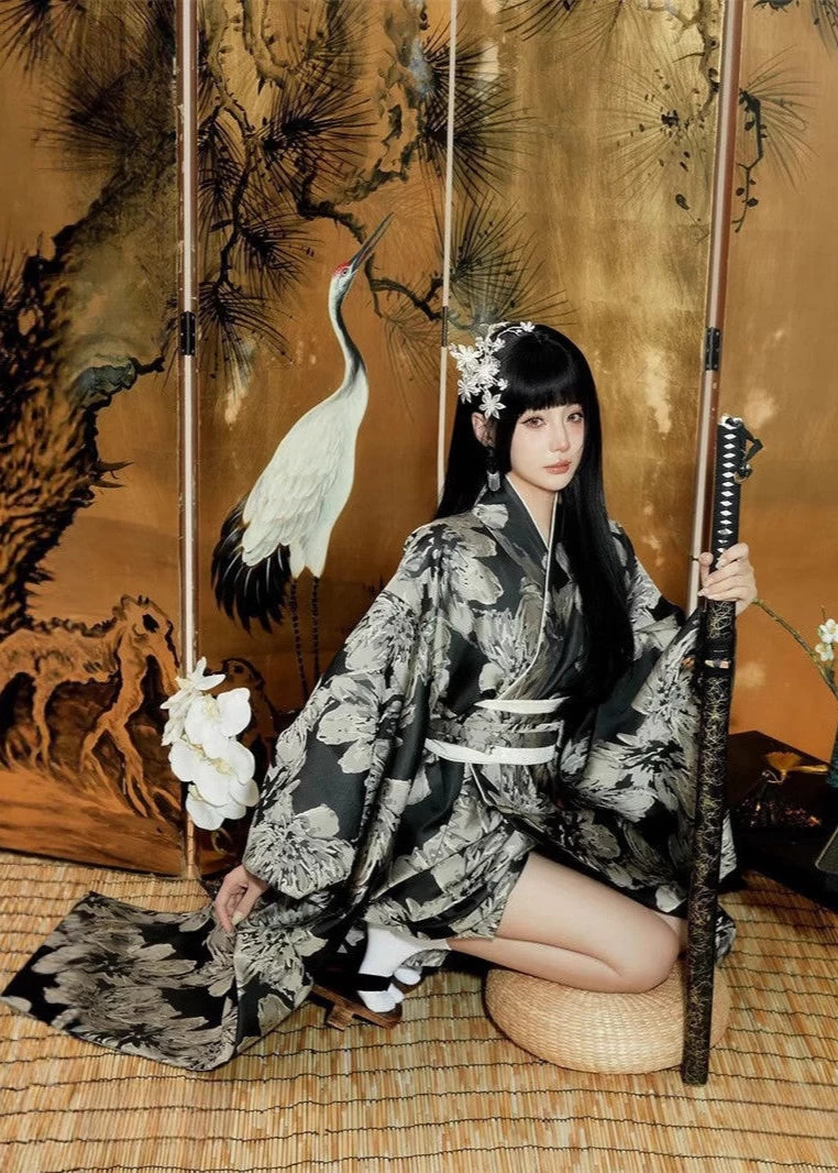 Women Modern Hanfu 2-Piece Kimono Robe Set Nightfall| HANFUBAO