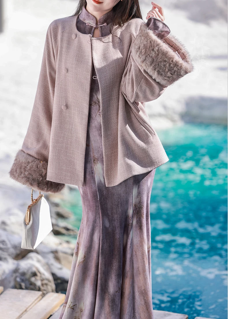 Women's Modern Hanfu 2-Piece  Qipao Set Violet Mist | HANFUBAO