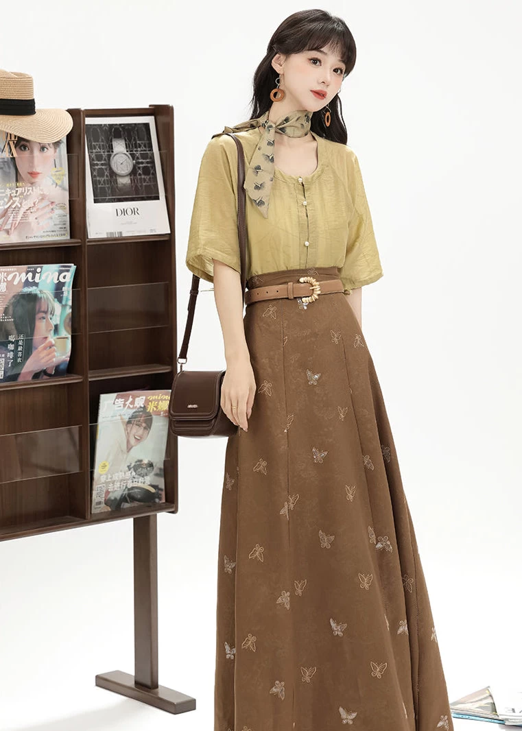 Women Modern Daily Hanfu 3-Piece Set Moonlight Floral | HANFUBAO