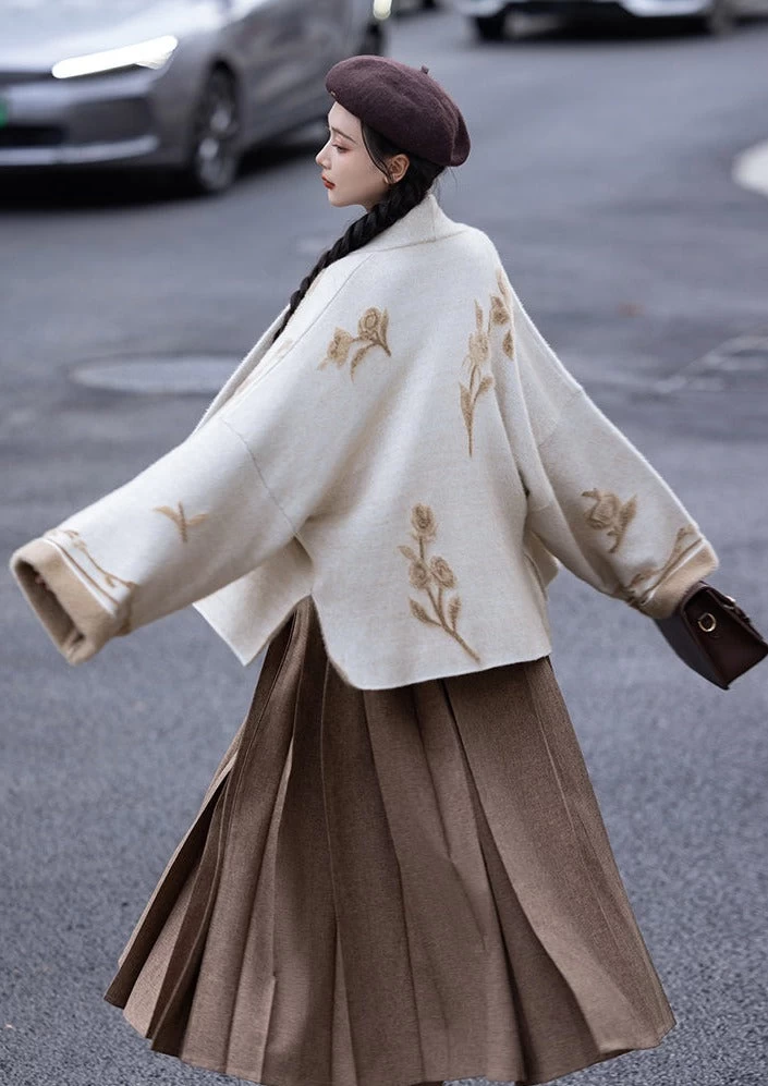 Women Daily Hanfu 3-Piece Set Rose Cocoa | HANFUBAO