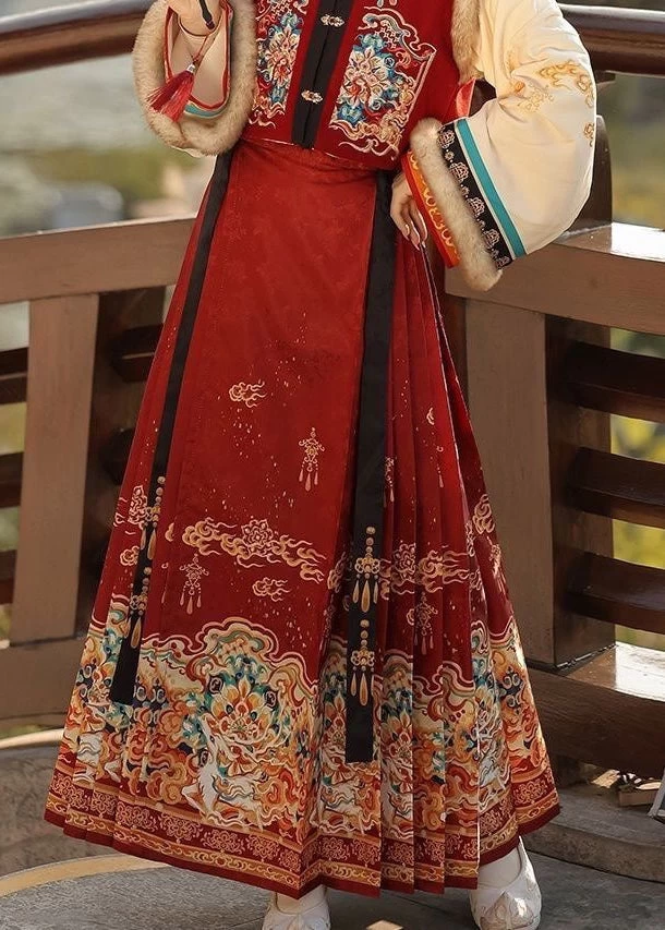 Women's Plus Size 3-Piece Hanfu Set Top Skirt Vest | HANFUBAO