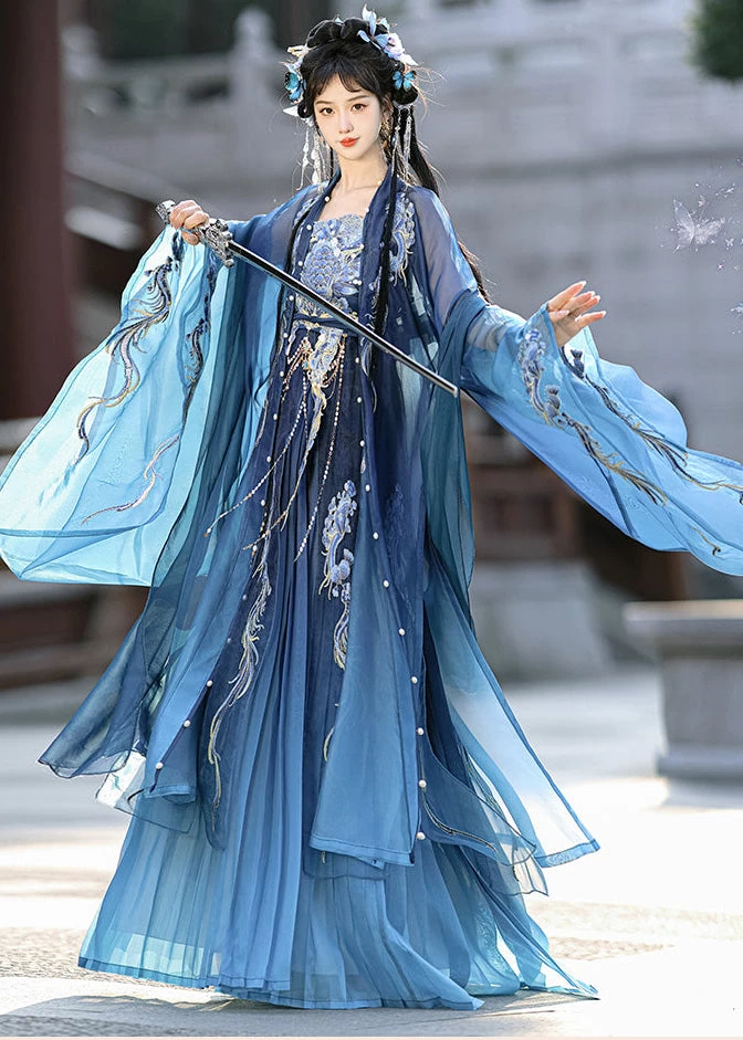 Women Dragon Embroidered 5-Piece Hanfu Set for Festivals, Hand Wash | HANFUBAO