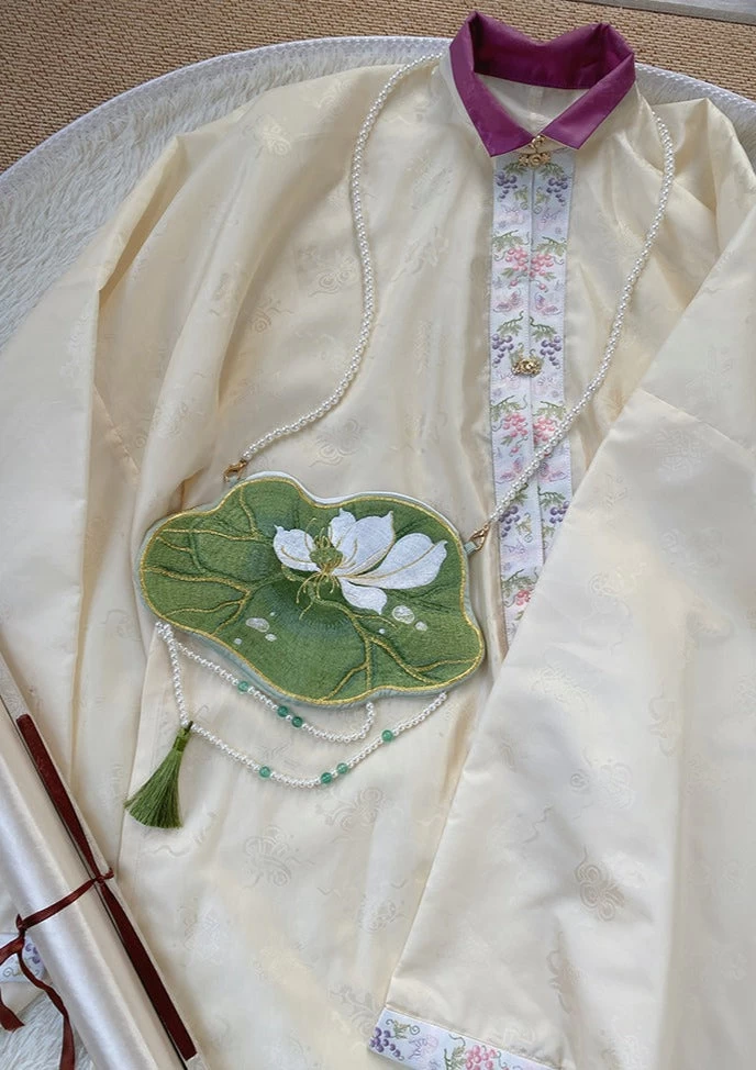 Embroidered Lotus Hanfu Coin Purse Bag 17x26cm | HANFUBAO