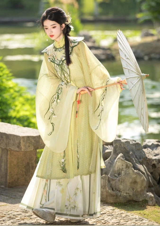 Women's 5-Piece Hanfu Set Floral Embroidery Daily Wear Plus Size | HANFUBAO