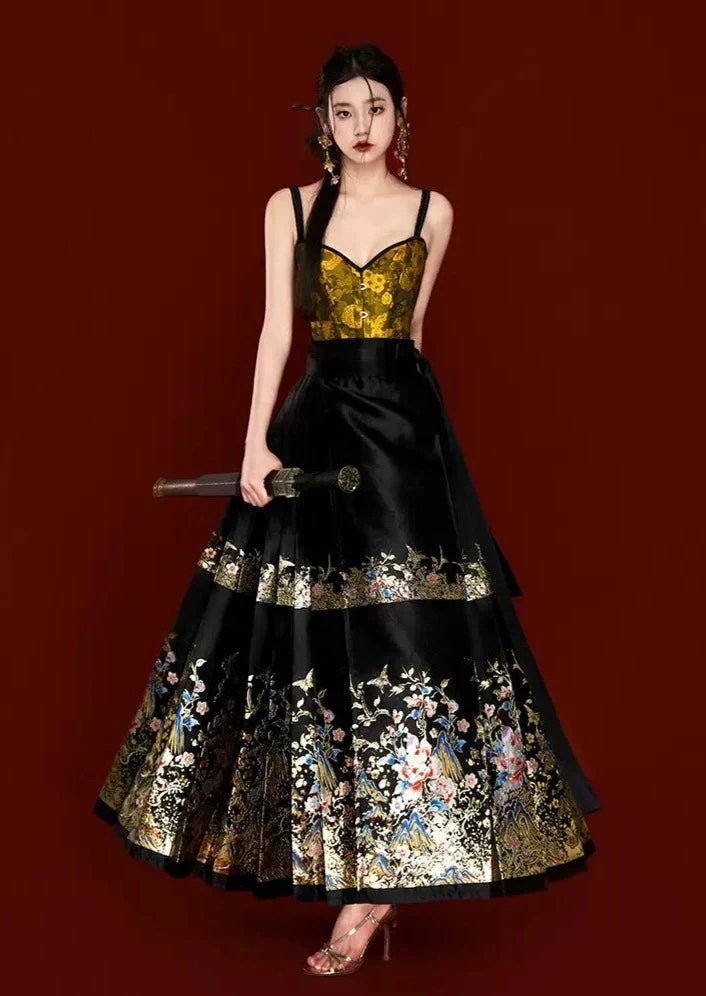 Women Modern Hanfu 2-Piece Top & MaMian Skirt Set Jiangshan Ru Hua | HANFUBAO