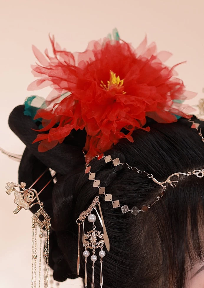 Women’s Yarn Peony Flower Hair Clip 25x18cm | HANFUBAO