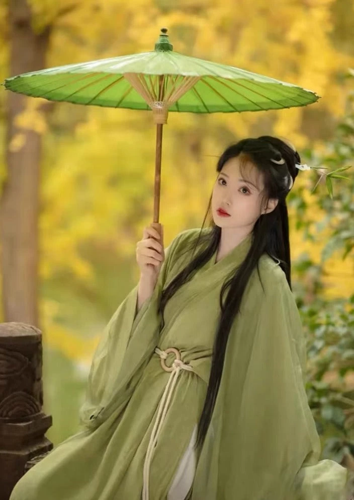 Women's Chiffon Daily Hanfu Set Yellow/Green Plus Size | HANFUBAO