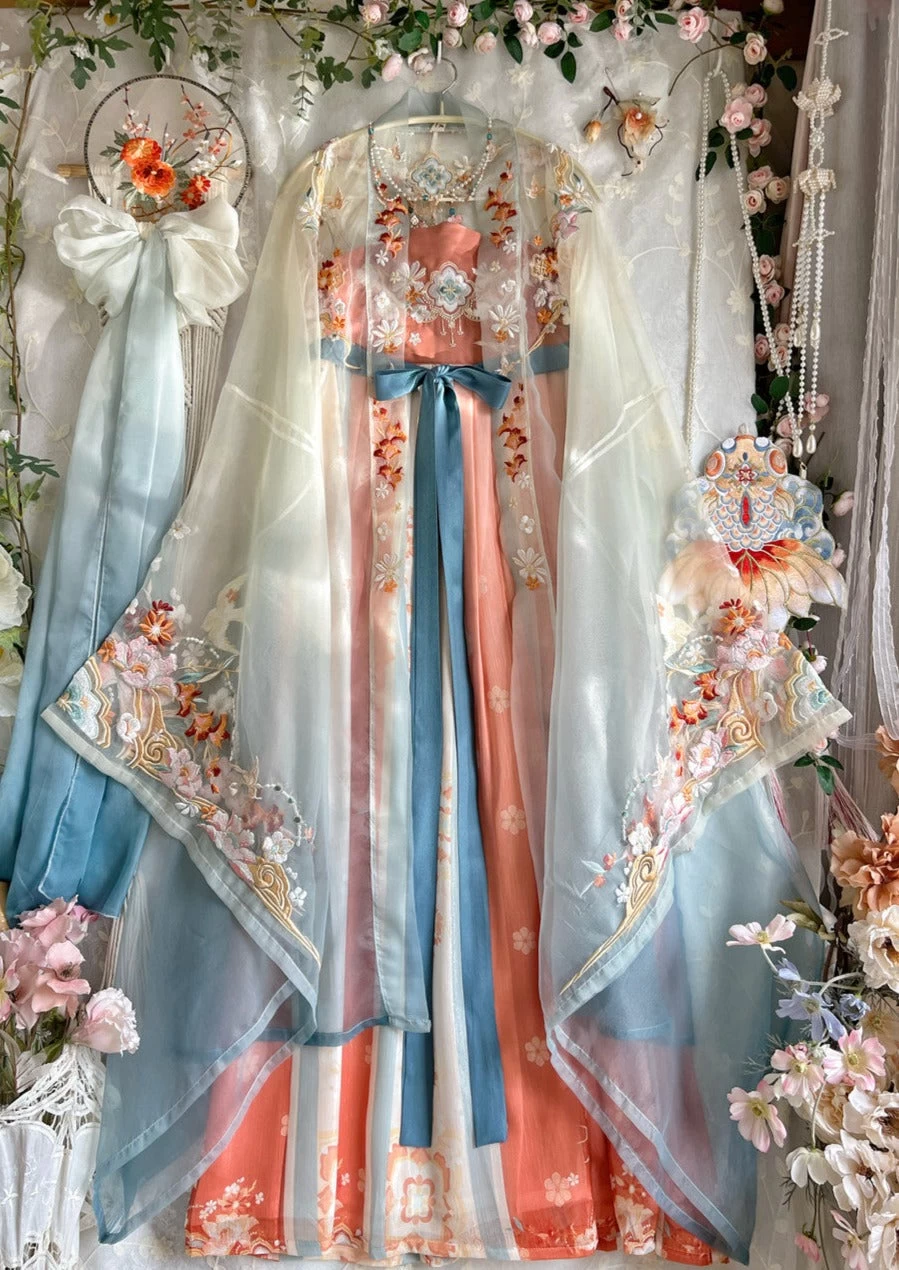 Women Tang Hanfu Chiffon Dress Set for Festival Daily Wear | HANFUBAO