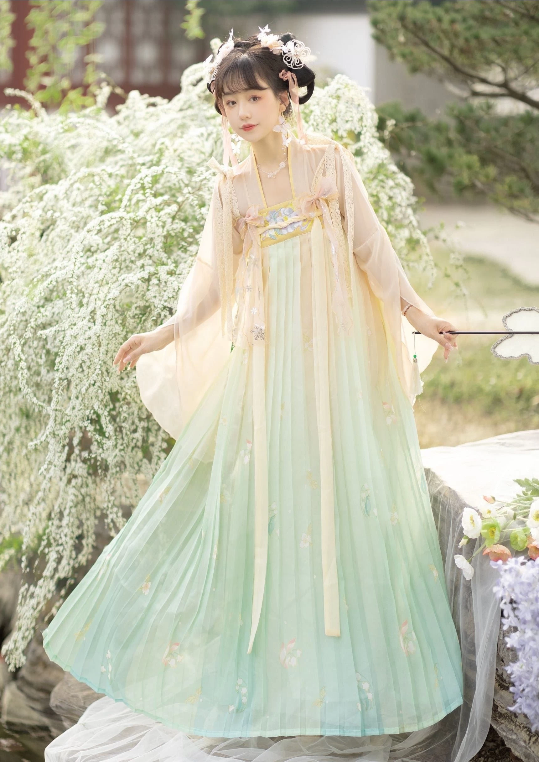 Women Chiffon Modern Daily Hanfu Set Green Plus Size | HANFUBAO