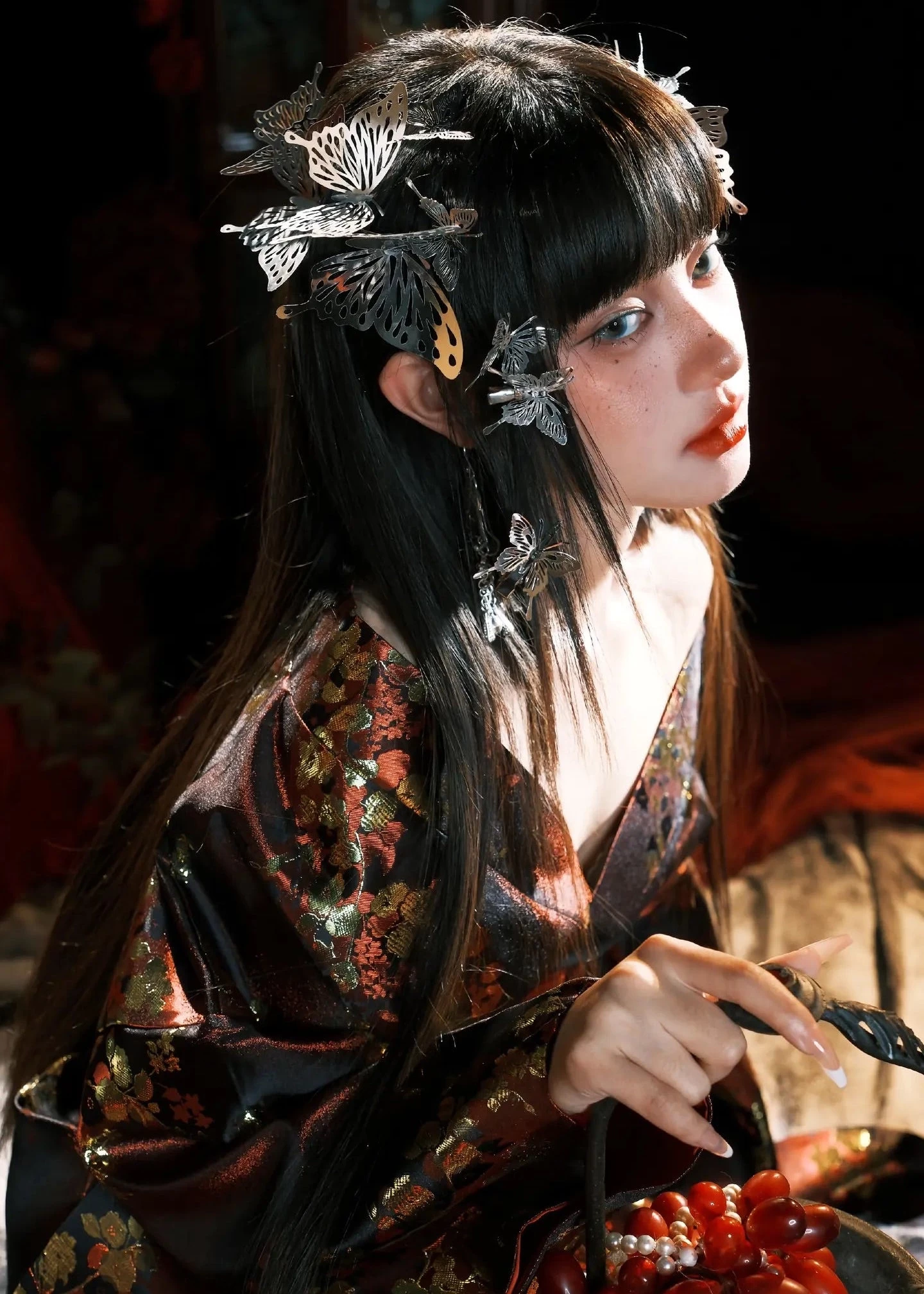 Women’s 2-Piece Daily Hanfu Kimono Set, Floral Pattern, 100%  | HANFUBAO