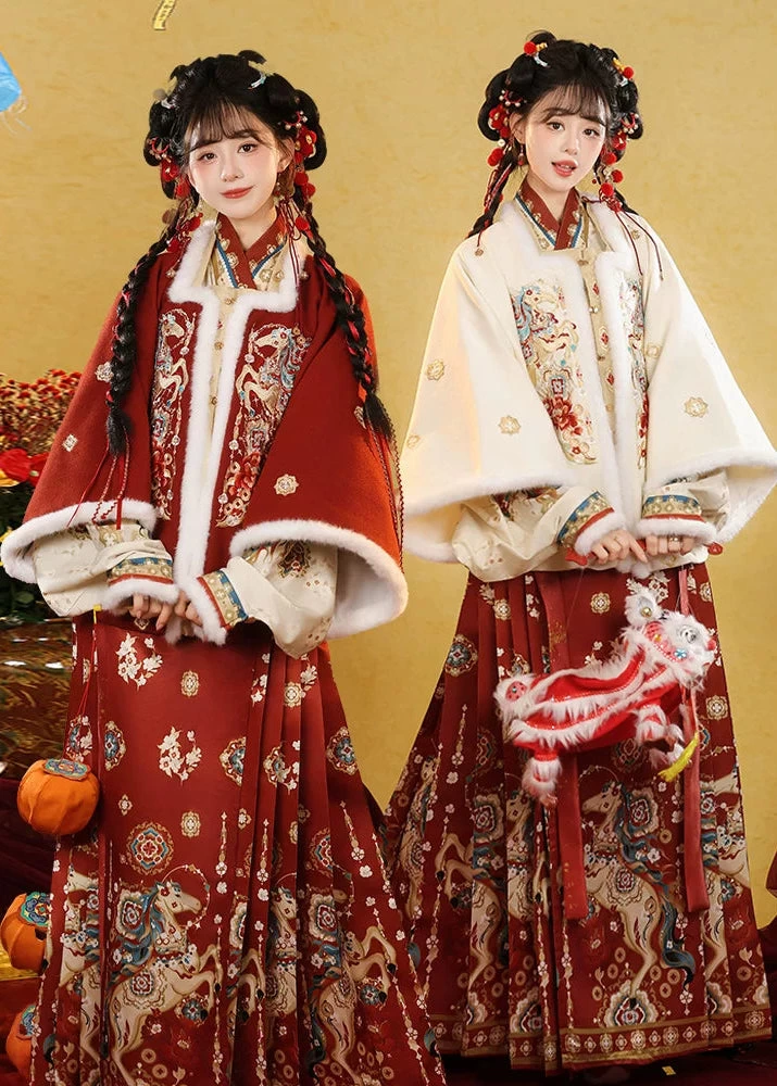 Women 3-Piece Ming Hanfu New Year Embroidered Set Plus Size| HANFUBAO