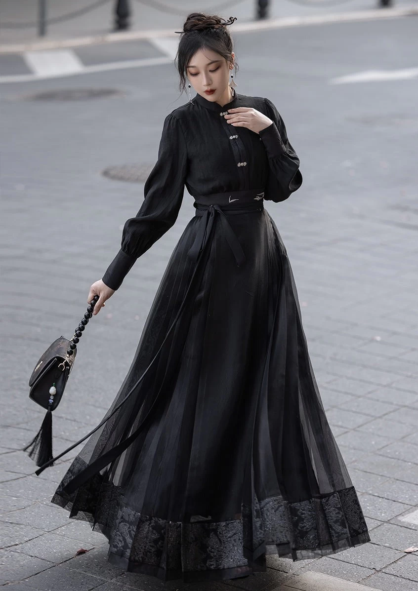 Women’s Modern Daily Hanfu 2-Piece Ma Mian Skirt Set  | HANFUBAO