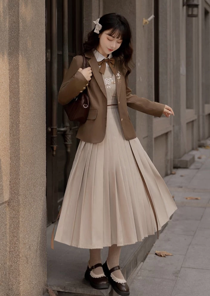 Women Modern 3-Piece Daily Hanfu Set, Floral Haitang Whisper | HANFUBAO