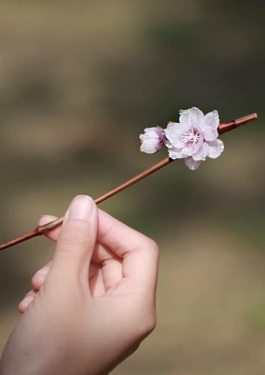 Women Hanfu Plum Blossom Hairpin Pink/Purple Bamboo Shrinky Dinks| HANFUBAO