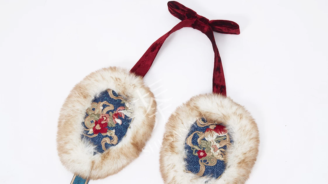 Women Modern Hanfu Faux Fur Shawl & Earmuff, Starfall White|HANFUBAO