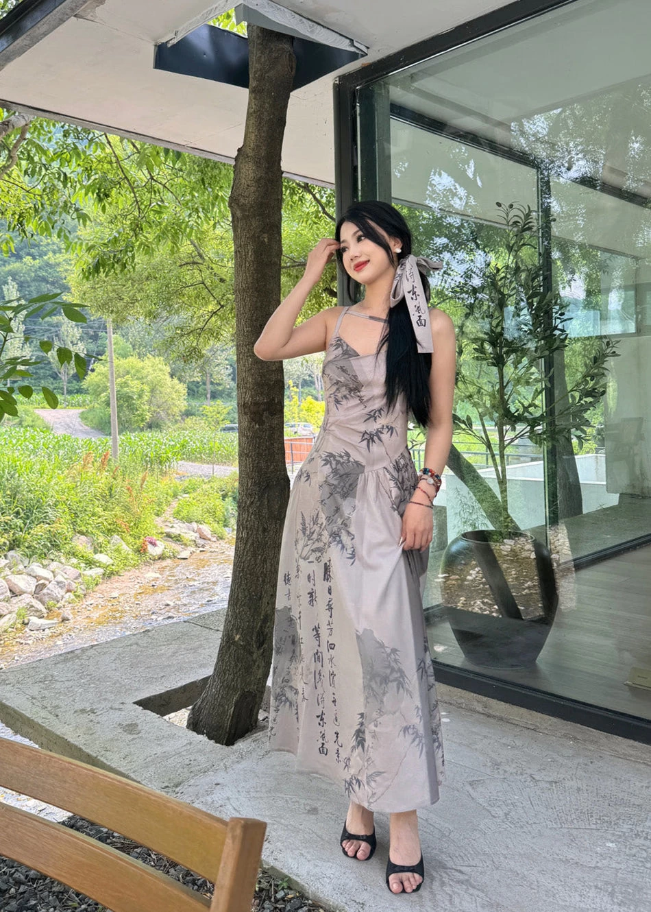 Women’s Plus Size Qipao 3-Piece Set Bamboo Print| HANFUBAO