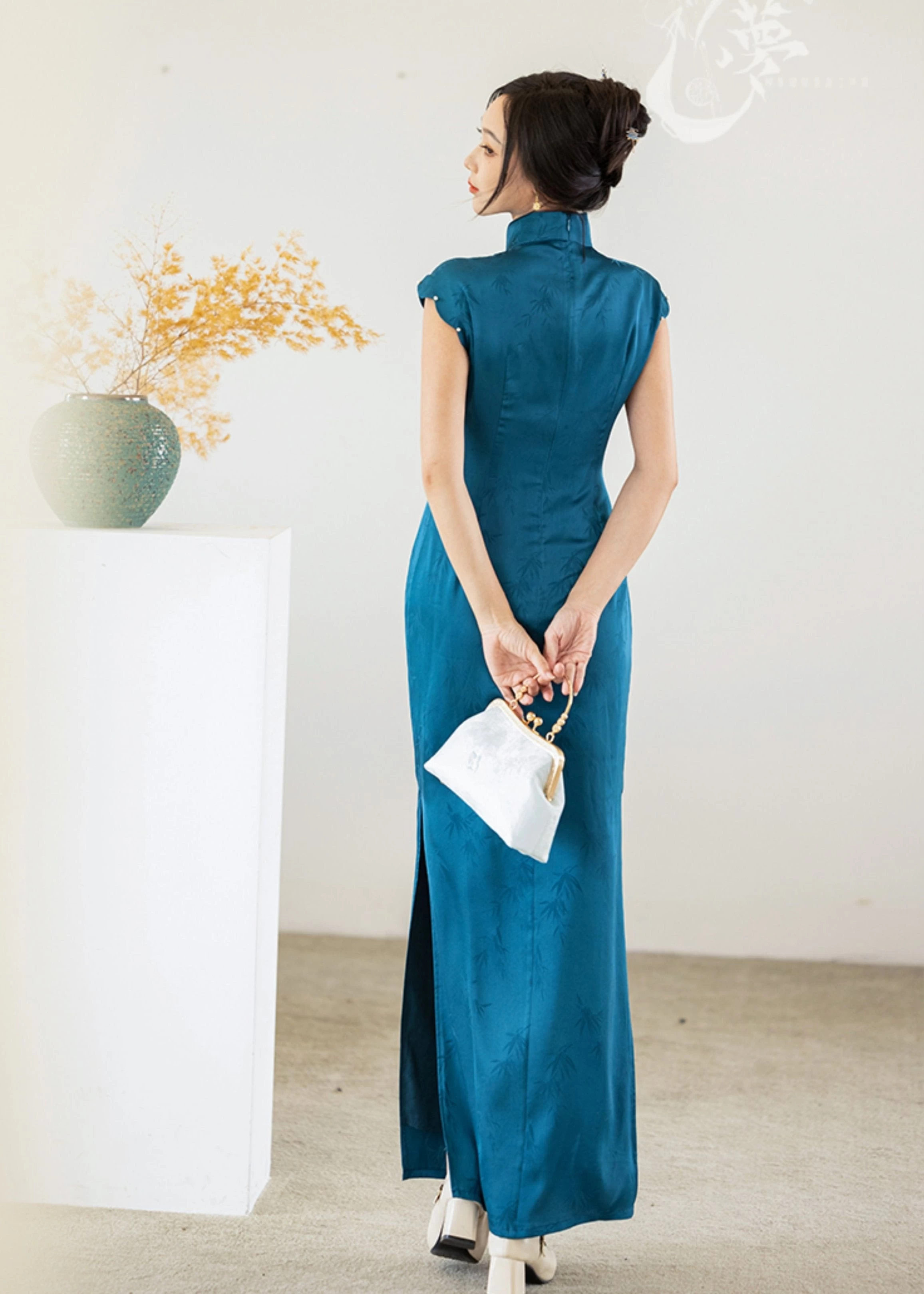 Women's Modern Qipao Daily Hanfu Dress Indigo Cotton Blend | HANFUBAO