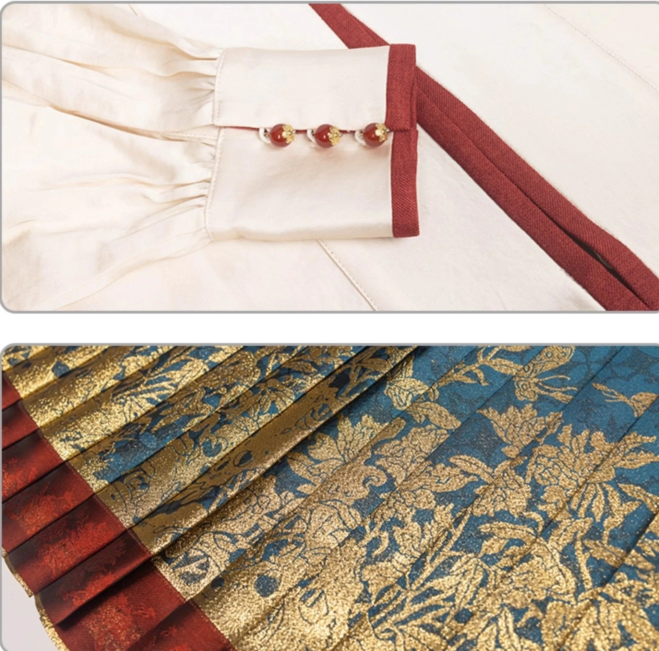 Women Modern Hanfu Cotton Blend 2-Piece Ma Mian Skirt Set (Guose) | HANFUBAO