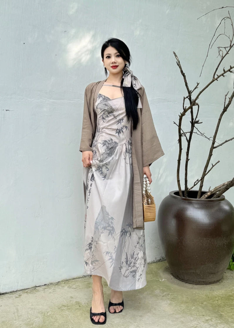 Women’s Plus Size Qipao 3-Piece Set Bamboo Print| HANFUBAO