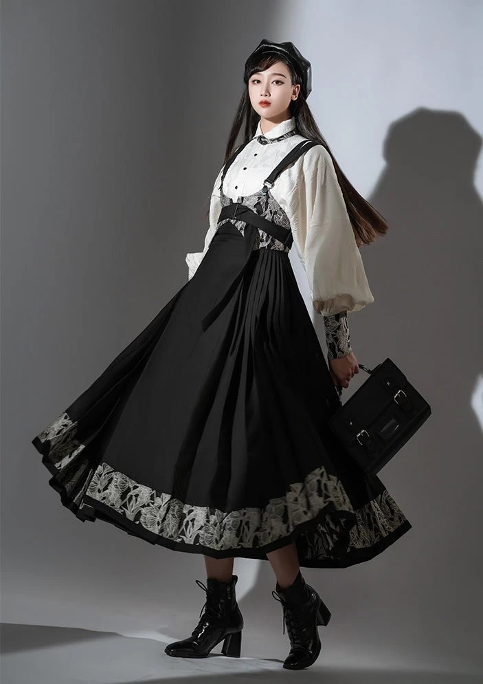 Women Modern Daily Hanfu Set Black | Lyocell-Cotton Blend | HANFUBAO
