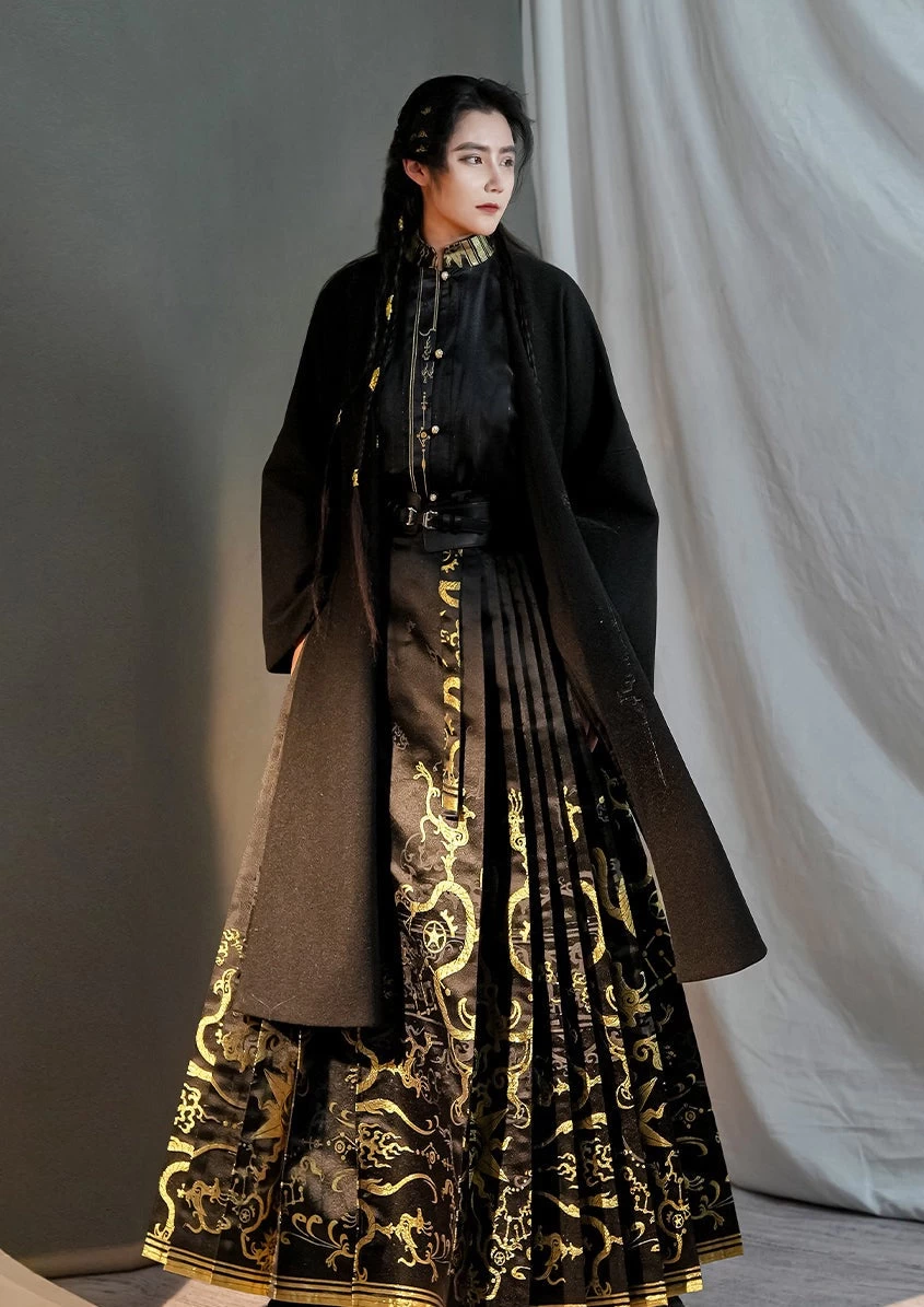 Unisex Modern Hanfu  Ma Mian Skirt Three Stars Pattern | HANFUBAO