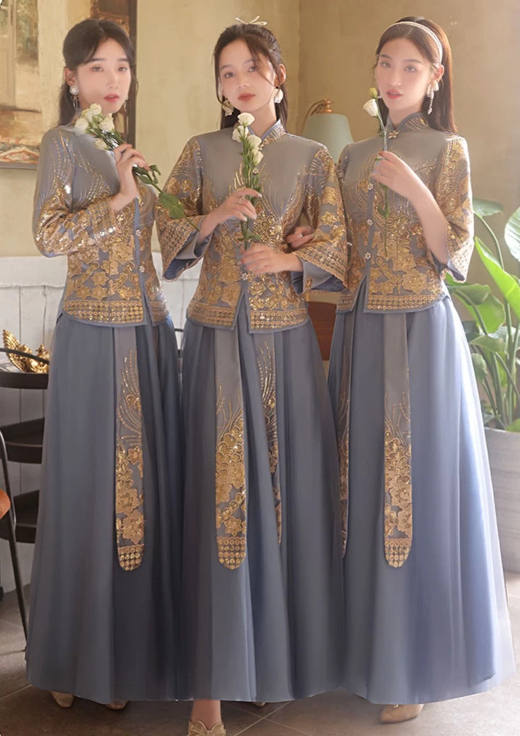 Women Chinese Hanfu Bridesmaid Dress Set  Plus Size| HANFUBAO