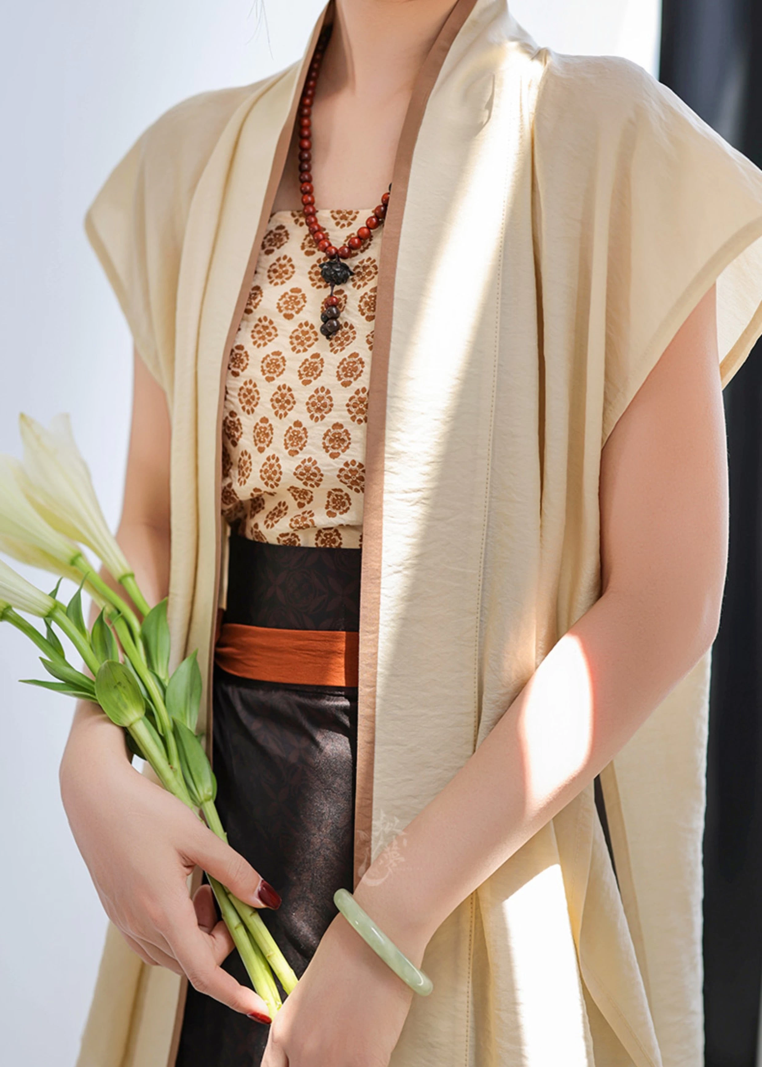 Women Modern Hanfu 3-Piece Tencel-Viscose Set Rice Bloom | HANFUBAO