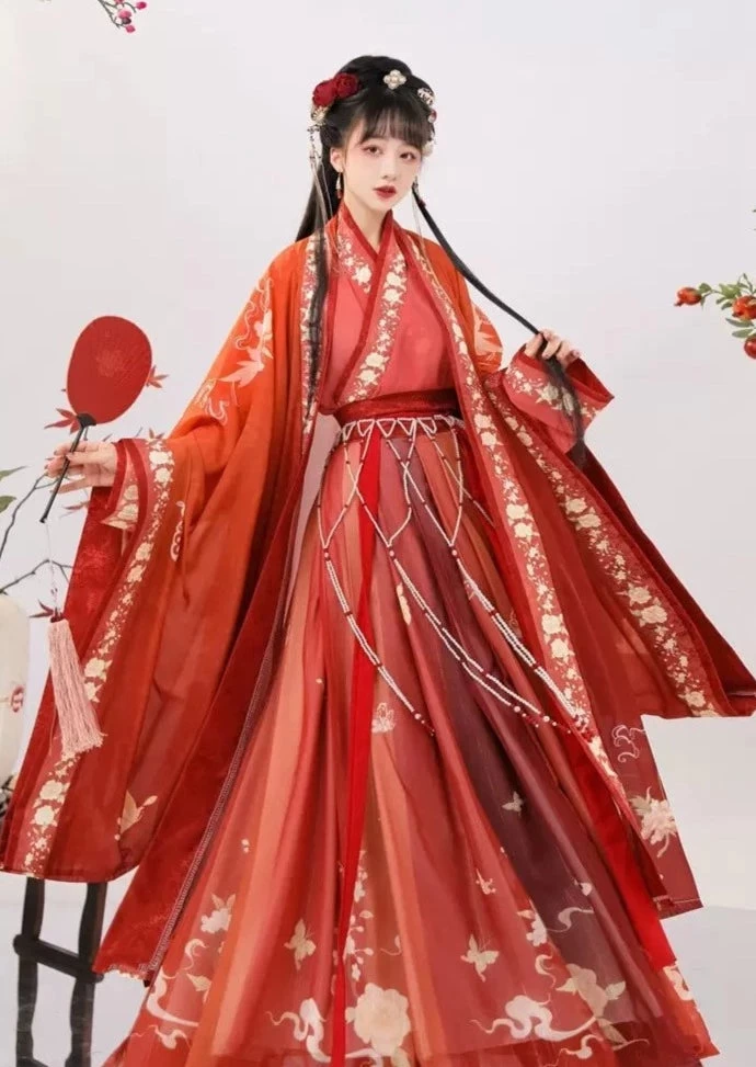 Unisex Modern Daily Hanfu 3-Piece Set Floral Pattern | HANFUBAO