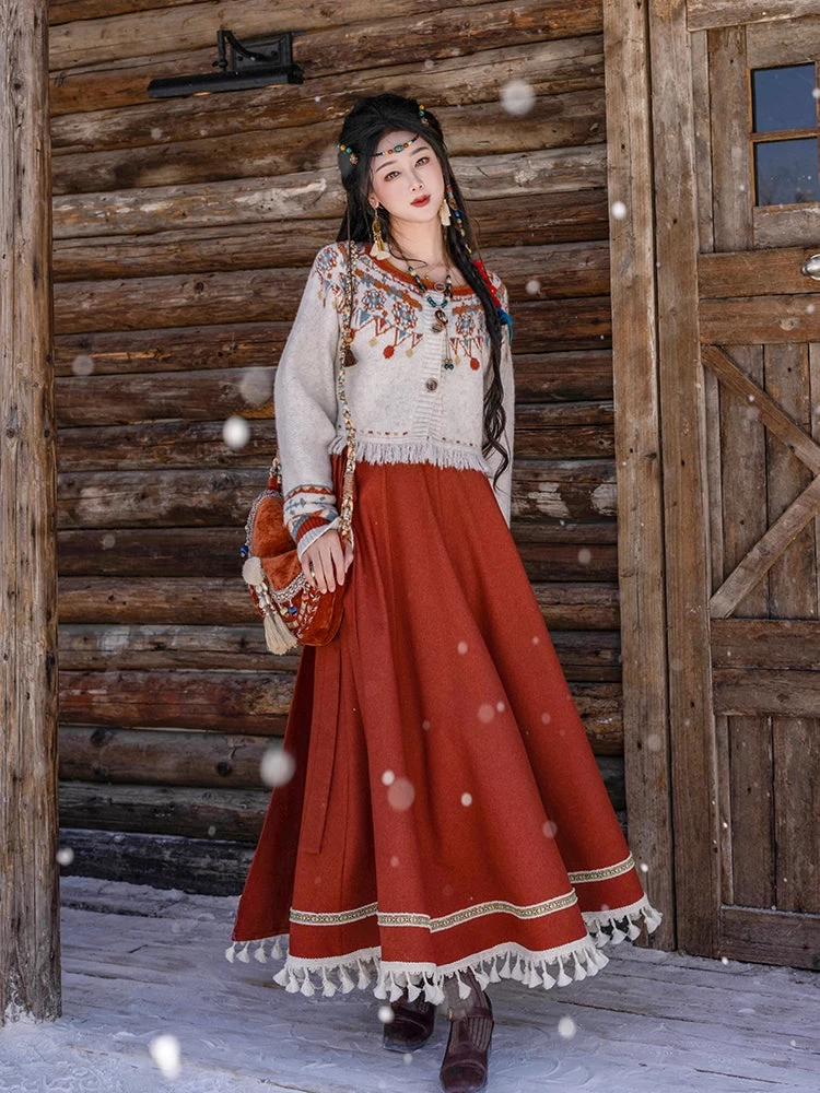 Women Cloud Song Modern 2-Piece Hanfu Set  Blend Daily Wear | HANFUBAO