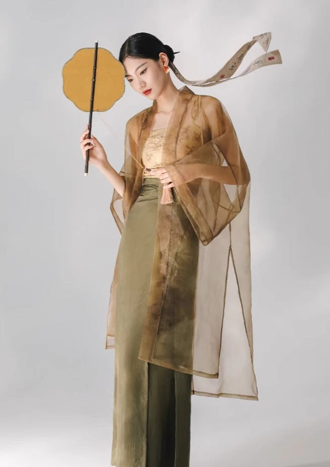 Women’s Modern 3-Piece Hanfu Set Tank Top Skirt Coverup Plus Size| HANFUBAO