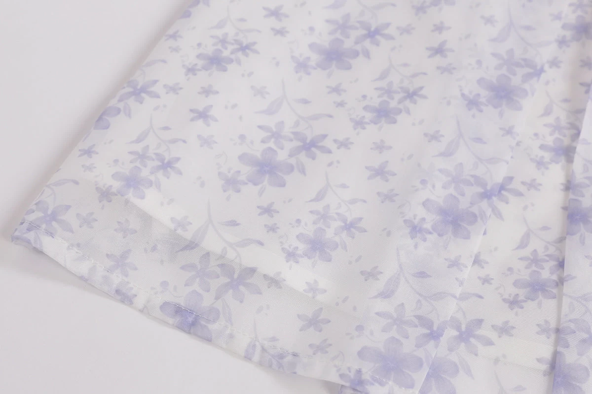 Women Daily Hanfu Set Purple Floral Skirt Coverup Tank Top| HANFUBAO