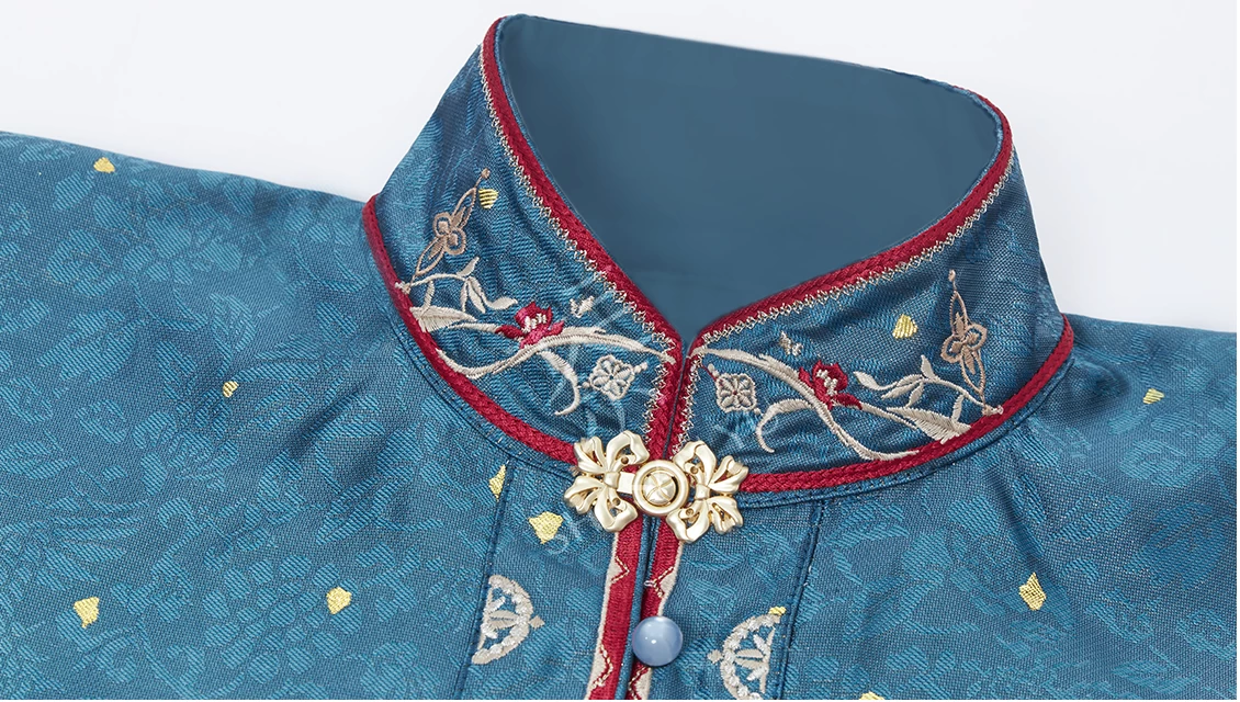 Women Modern Hanfu Silk-Blend 4-Piece Star Embroidery Blue | HANFUBAO