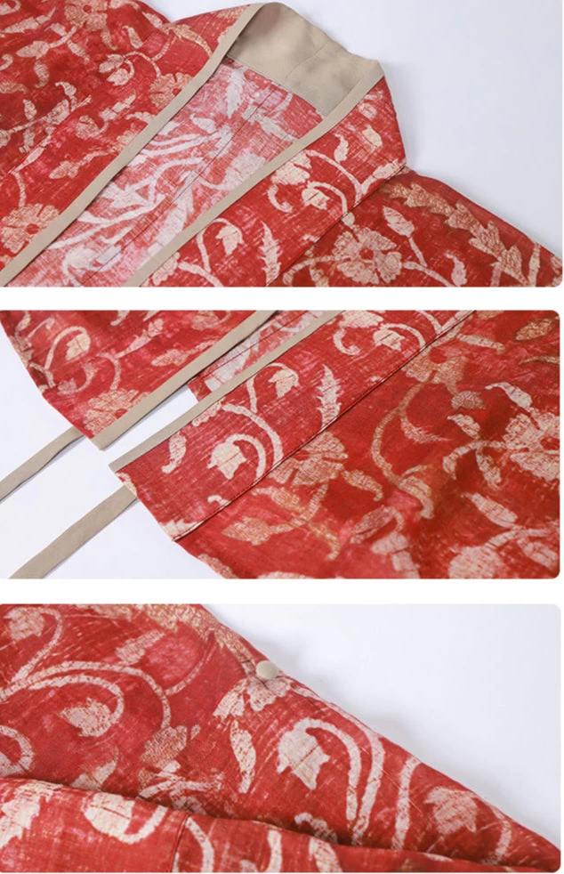 Women Tencel Linen Modern Hanfu 4-Piece Pants Set Vermilion | HANFUBAO