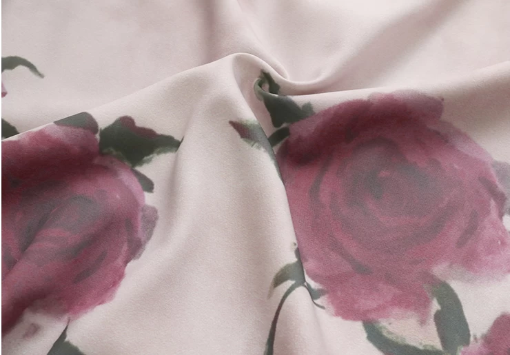 Women’s Modern Hanfu Qipao Dress for Daily Wear Acetate Satin Rose Print| HANFUBAO