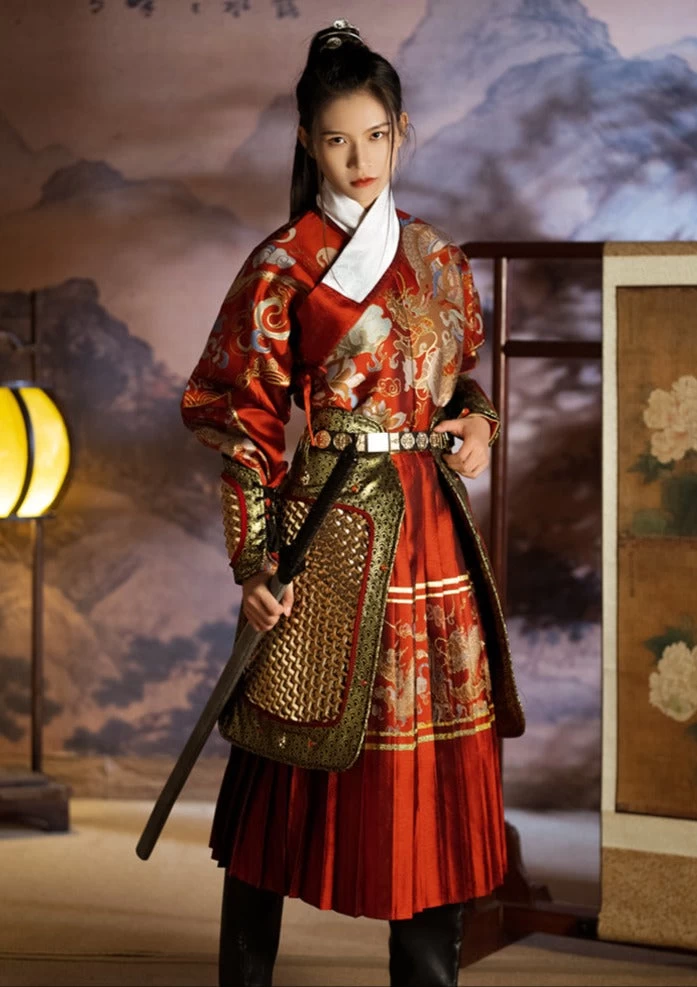 Unisex Ming Dynasty Hanfu Faux Leather & Iron Wrist Bracers Armor Skirt| HANFUBAO