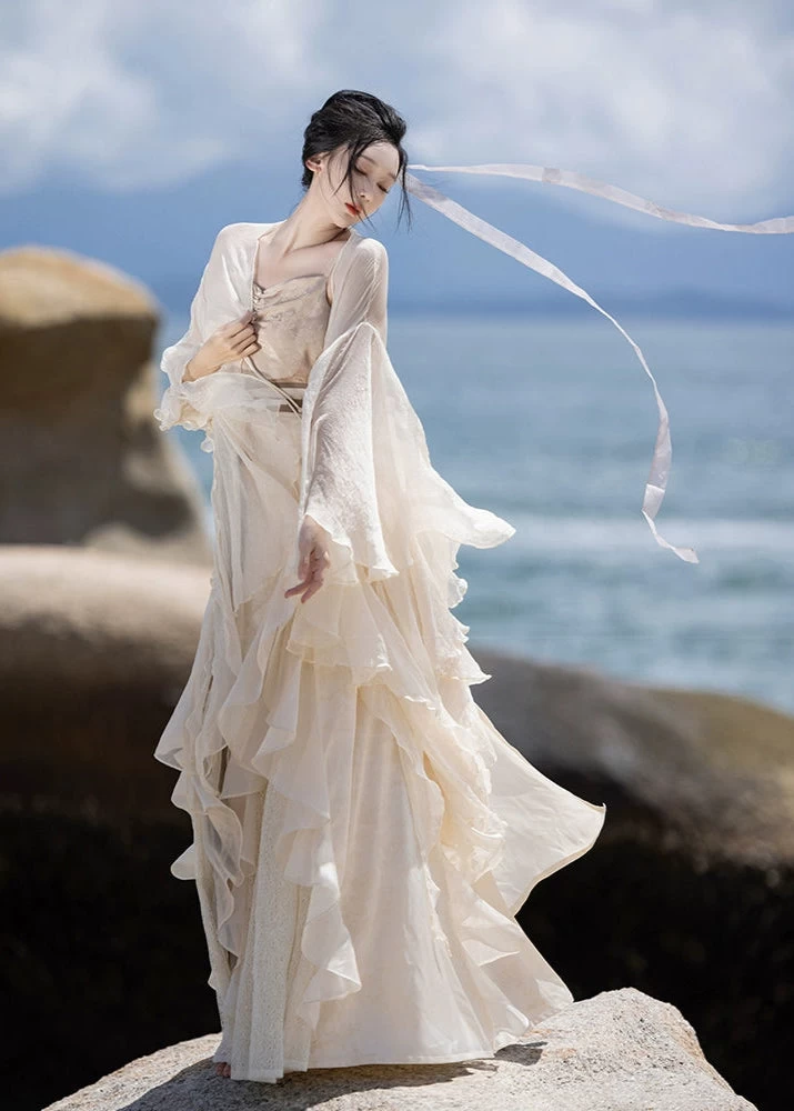 Women Modern 3-Piece Daily Hanfu Set  Skirt Outfit | HANFUBAO