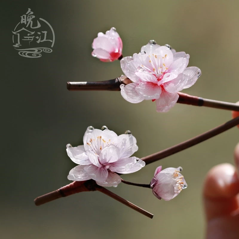 Women Hanfu Plum Blossom Hairpin Pink/Purple Bamboo Shrinky Dinks| HANFUBAO